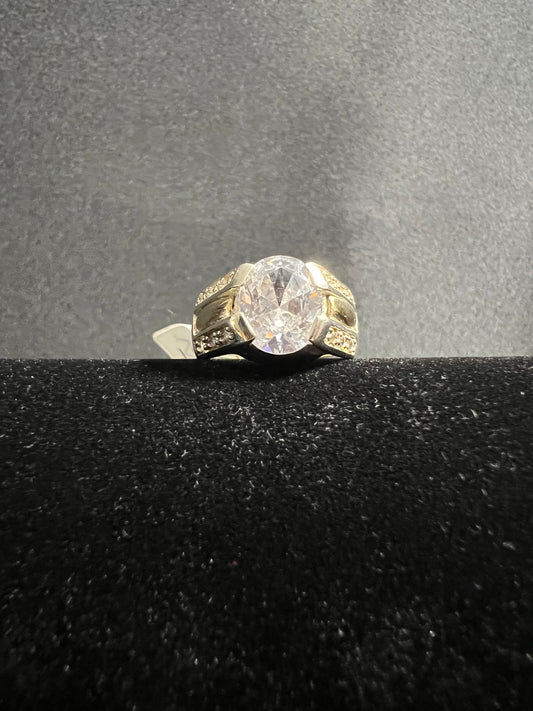 Men's Large Stud Ring with Gold Plated Band