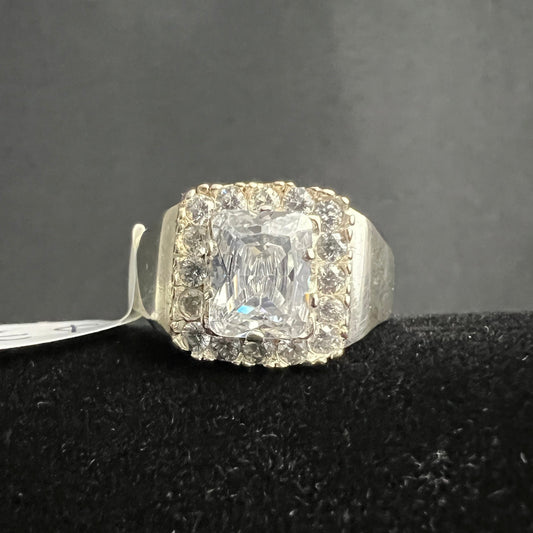 Men's Radiant Square Halo Ring