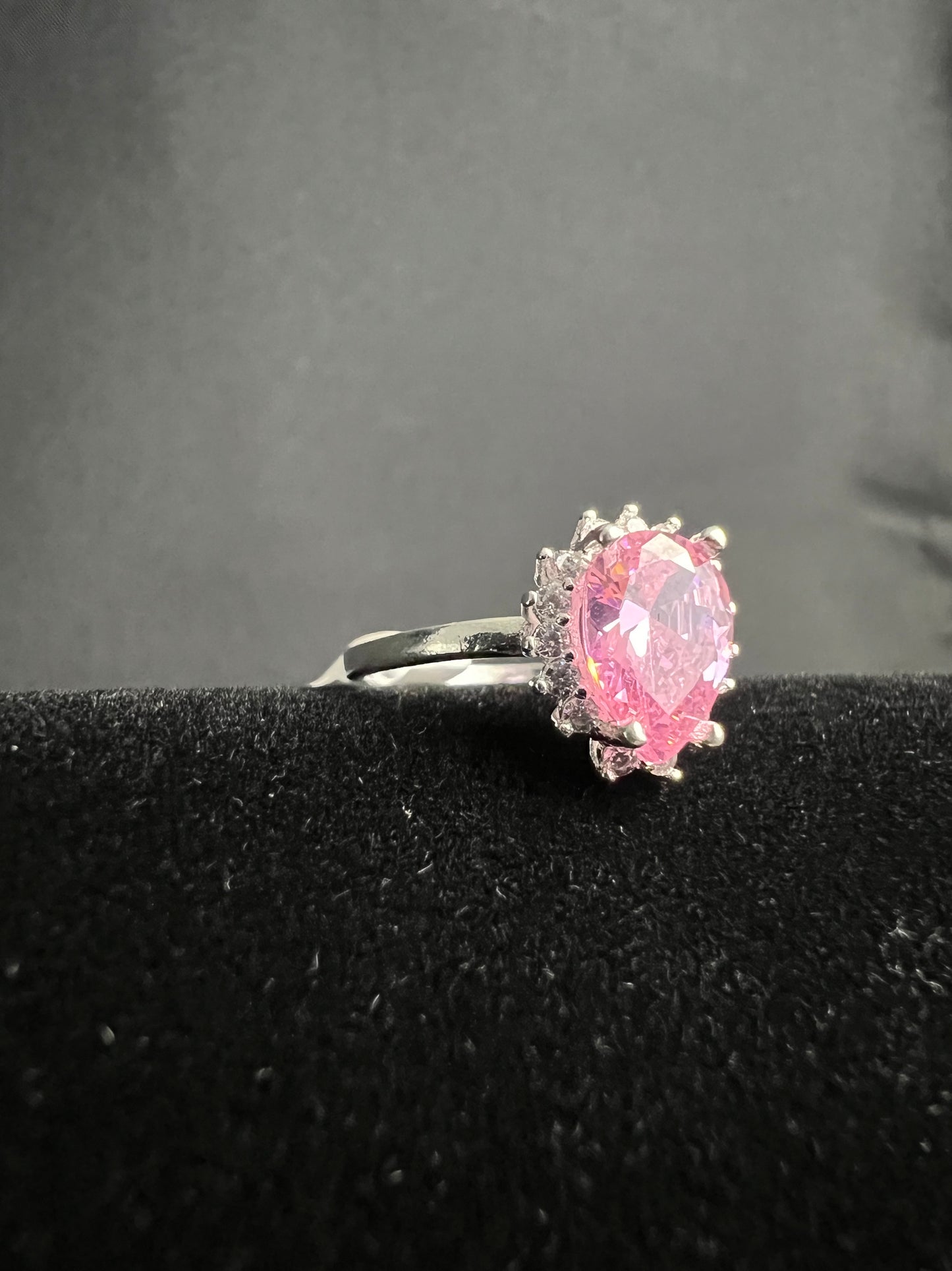 Pink Teardrop Ring 925 Sterling Silver