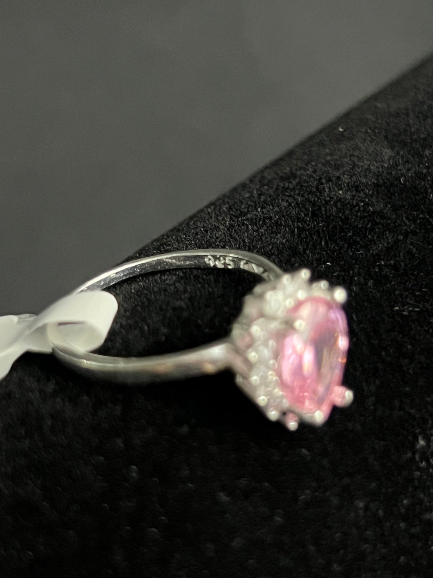 Pink Teardrop Ring 925 Sterling Silver