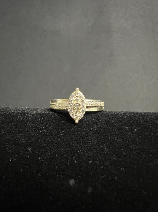 Marquise Gold Plated CZ .925 Sterling Silver Ring