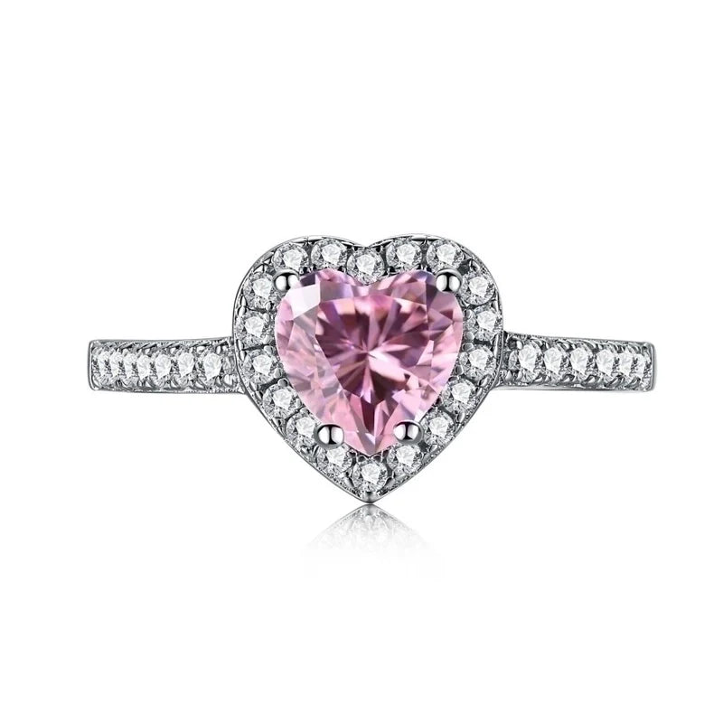 Pink Heart Ring 925 Sterling Silver