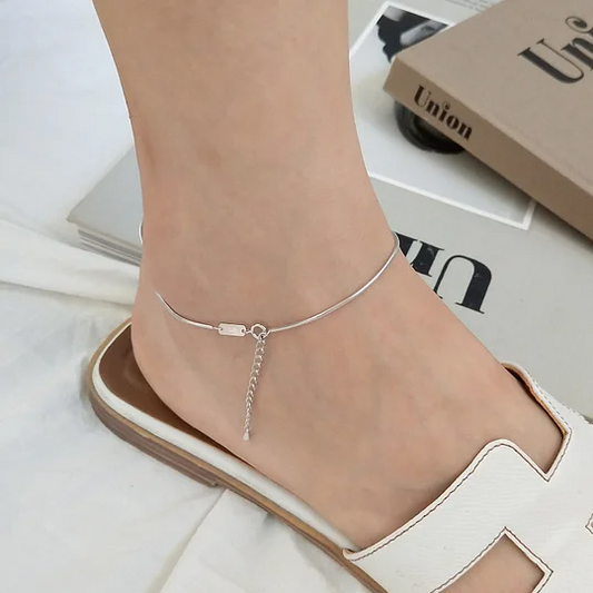 925 Sterling Silver Snake Bone Women’s Anklet