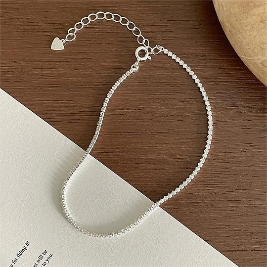 925 Sterling Silver Women's Tennis Anklet