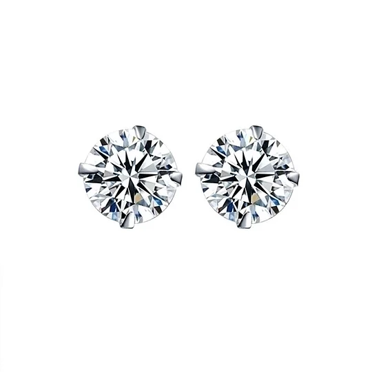 1 Pair 925 Sterling Silver Zircon Round Ear Studs – Unisex
