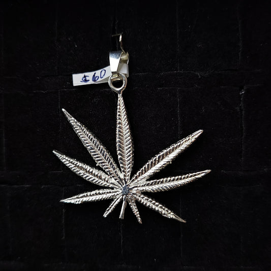 Weed Cannabis Marijuana Pendant 925 Sterling Silver
