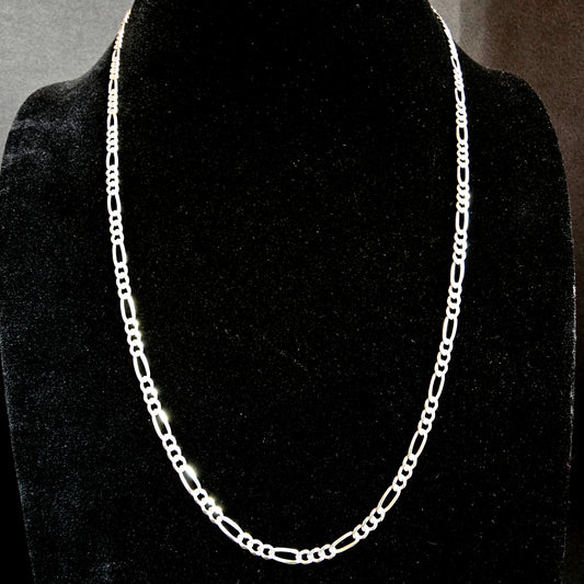 Figaro Link 925 Sterling Silver Chain Necklace 4mm